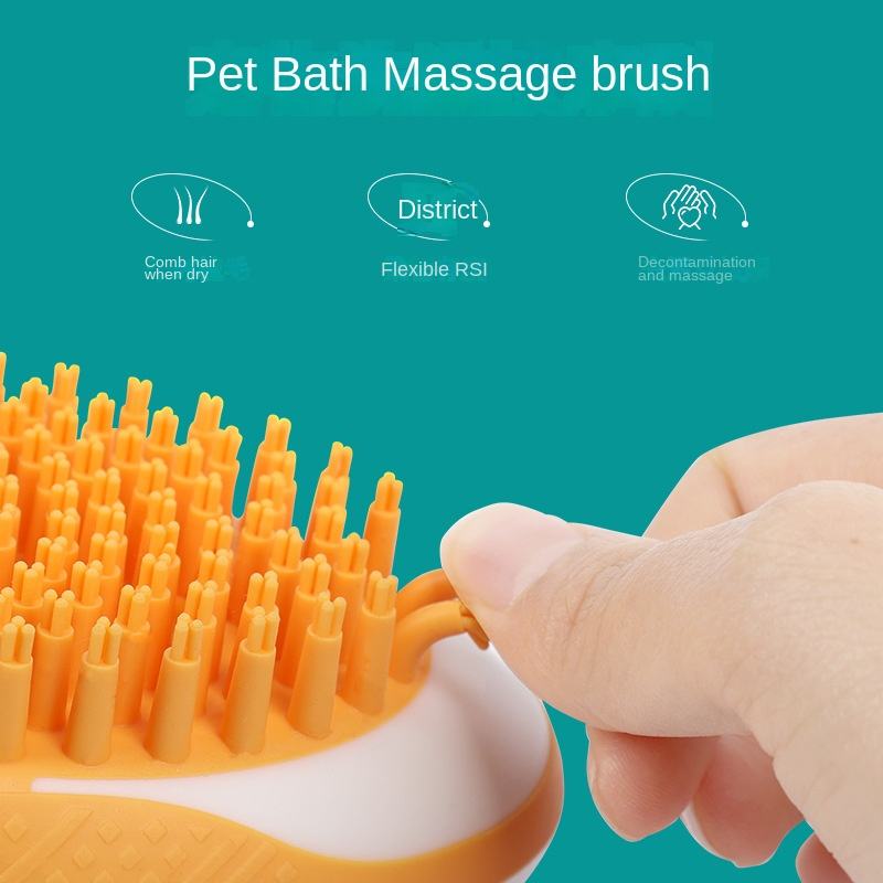 2-in-1 Dog & Cat Bath Brush - Soft Silicone SPA Massage & Grooming Comb