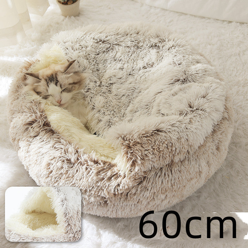 2-in-1 Dog & Cat Bed - Your Pet's Cozy Winter Nest (Converts House to Flat Bed!)