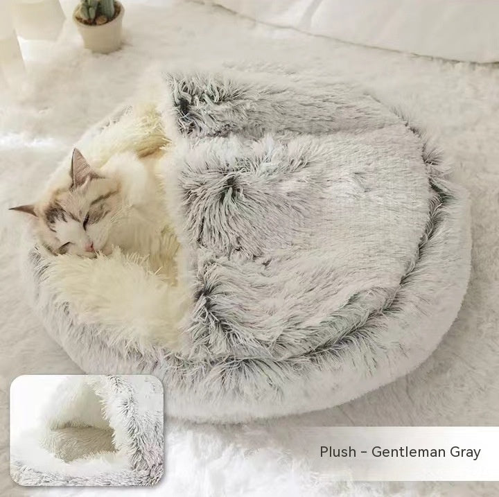2-in-1 Dog & Cat Bed - Your Pet's Cozy Winter Nest (Converts House to Flat Bed!)