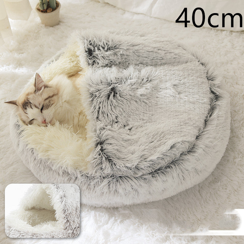 2-in-1 Dog & Cat Bed - Your Pet's Cozy Winter Nest (Converts House to Flat Bed!)