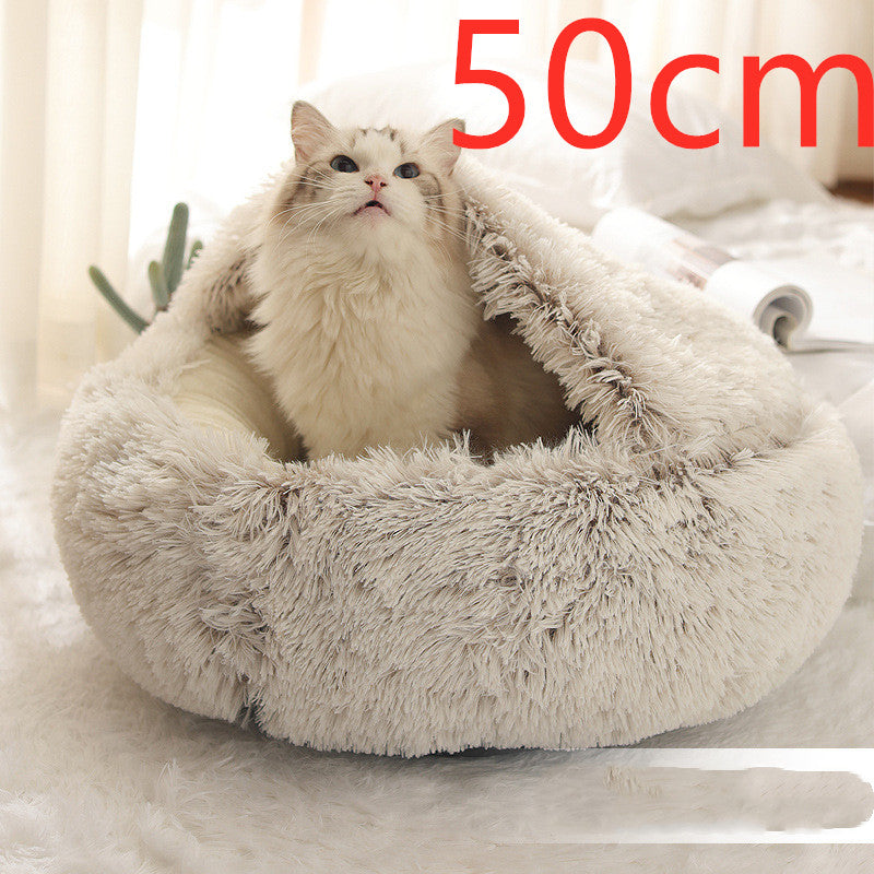 2-in-1 Dog & Cat Bed - Your Pet's Cozy Winter Nest (Converts House to Flat Bed!)