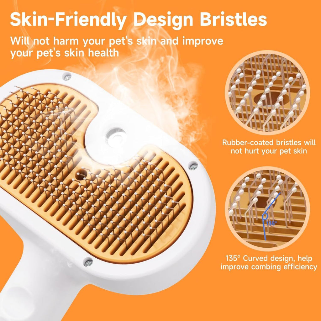 3-in-1 Pet Steam Brush - Spray Hair Removal Comb with Waterless Shampoo