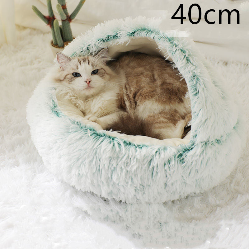 2-in-1 Dog & Cat Bed - Your Pet's Cozy Winter Nest (Converts House to Flat Bed!)