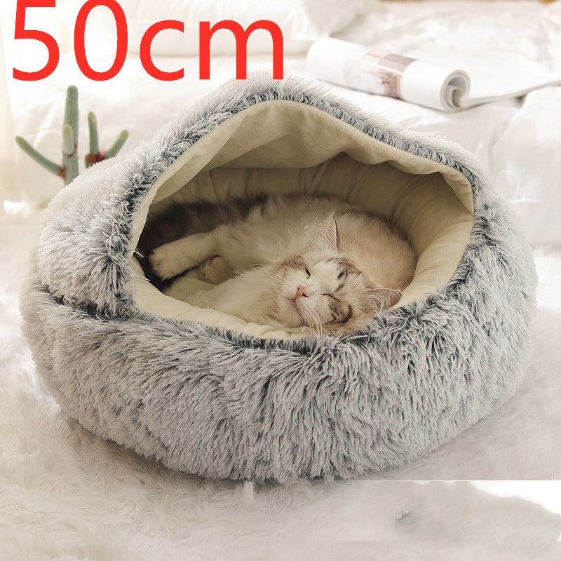 2-in-1 Dog & Cat Bed - Your Pet's Cozy Winter Nest (Converts House to Flat Bed!)