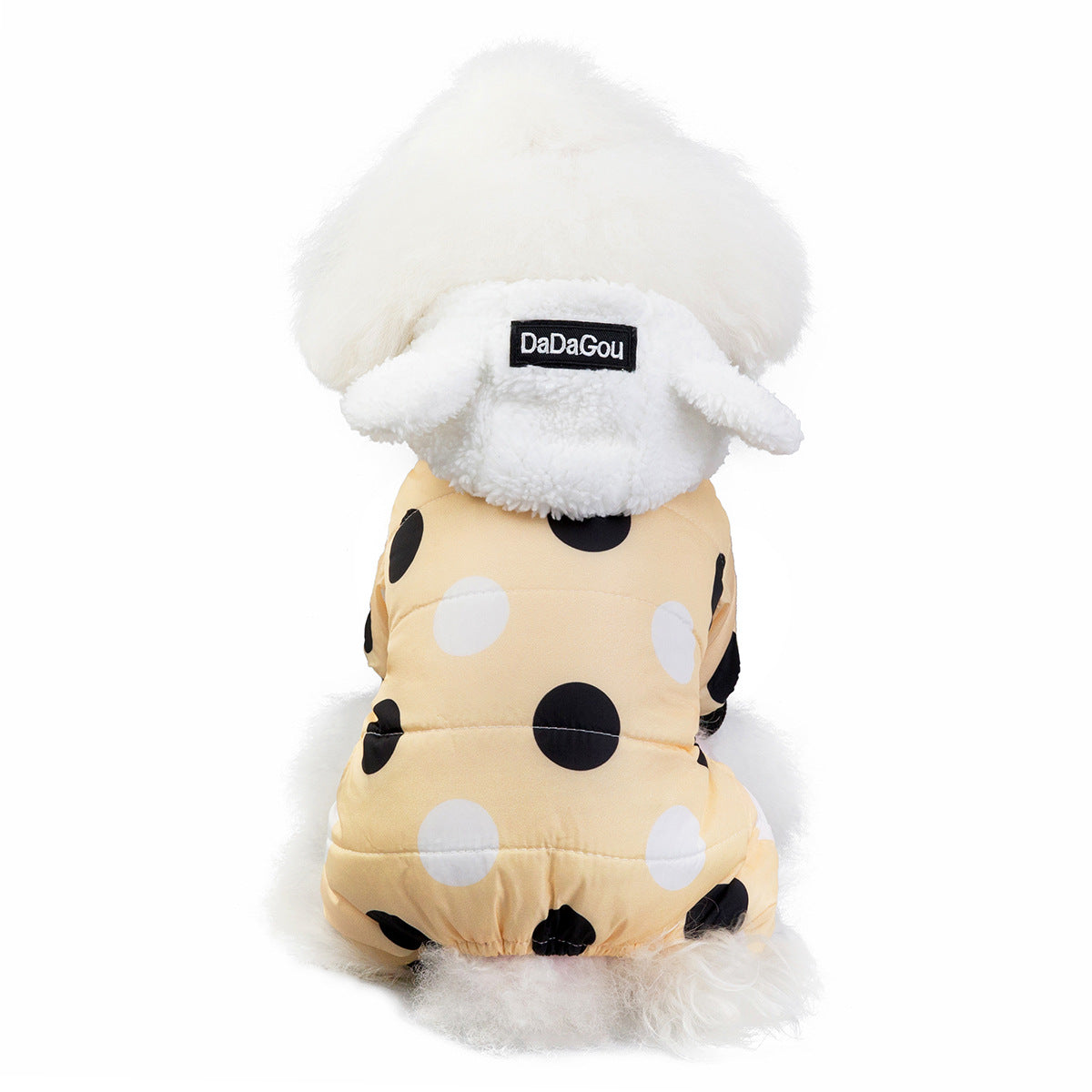 Polka Dot Dog Coat with 4 Legs - Warm, Adorable & Full Coverage (Cotton-Padded!)