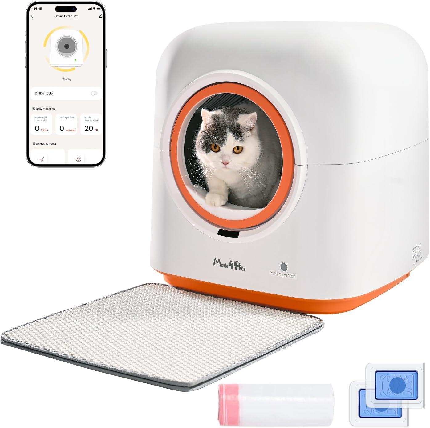 60L Smart Cat Litter Box with App Control - Monitor Your Cats From Anywhere!