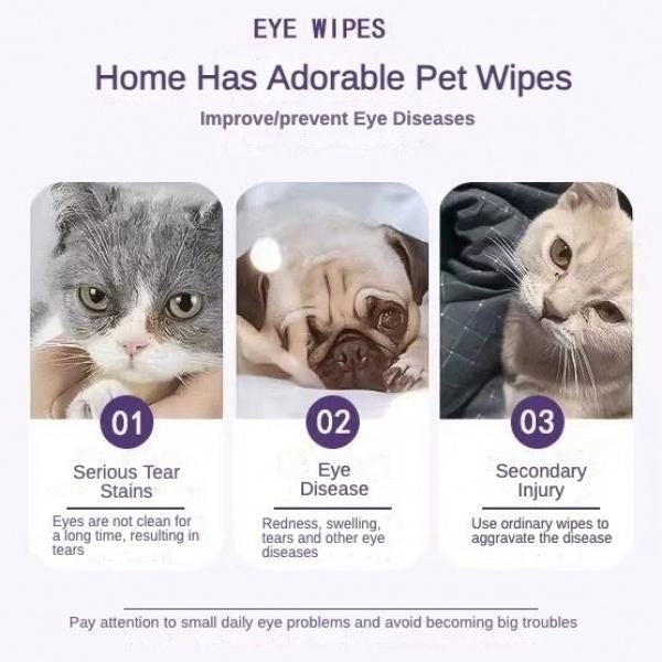 Toallitas para ojos de mascotas, paquete de 200 unidades, ¡quitamanchas de lágrimas suave para perros y gatos!
