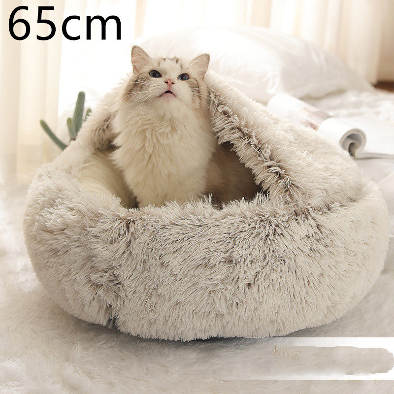 2-in-1 Dog & Cat Bed - Your Pet's Cozy Winter Nest (Converts House to Flat Bed!)