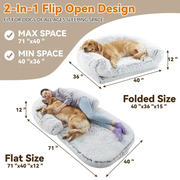 Human Dog Bed 71x43" - Orthopedic Washable Bed for Large Dogs & Humans