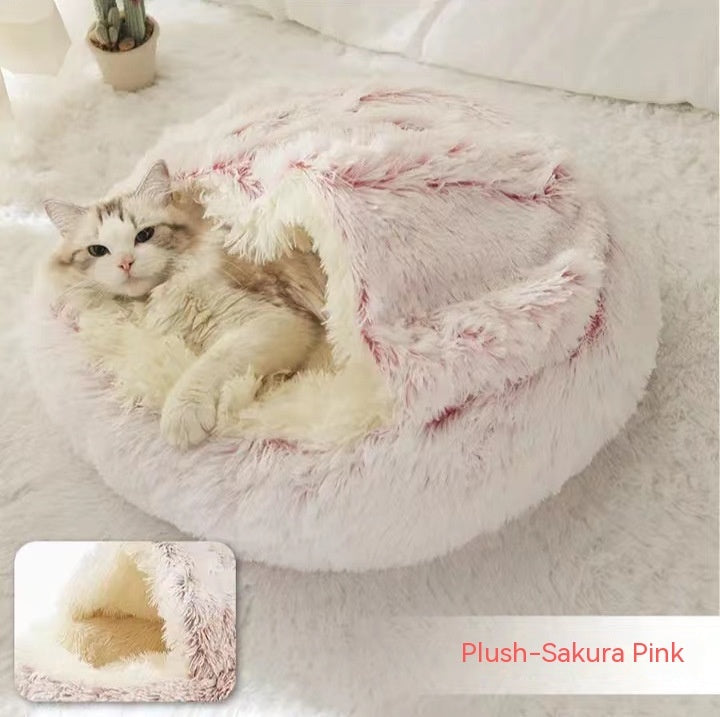 2-in-1 Dog & Cat Bed - Your Pet's Cozy Winter Nest (Converts House to Flat Bed!)