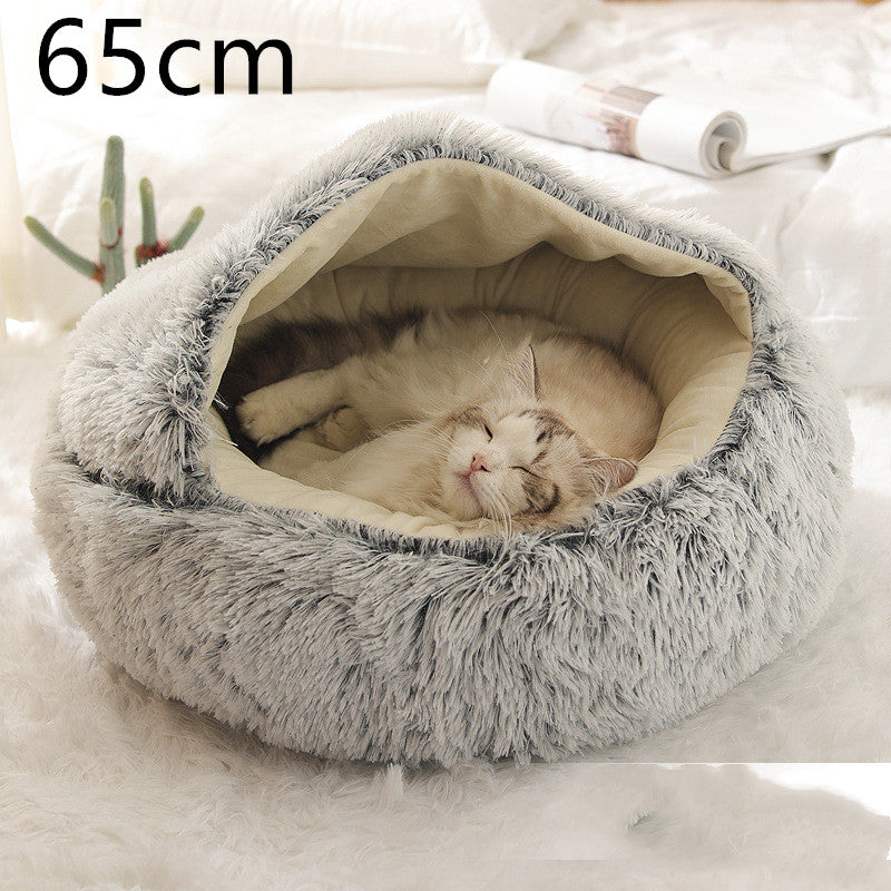 2-in-1 Dog & Cat Bed - Your Pet's Cozy Winter Nest (Converts House to Flat Bed!)