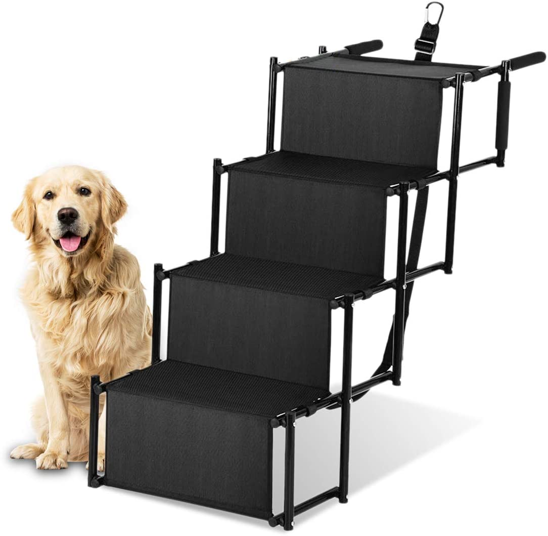 Dog Stairs 4-Step Foldable - Lightweight Pet Steps for Small Dogs & Cats