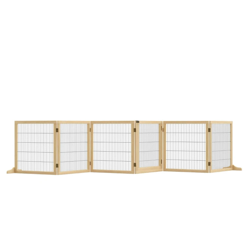 6-Panel Wooden Pet Gate - Keep Your Dog Safe & Your Home Organized (Foldable!)