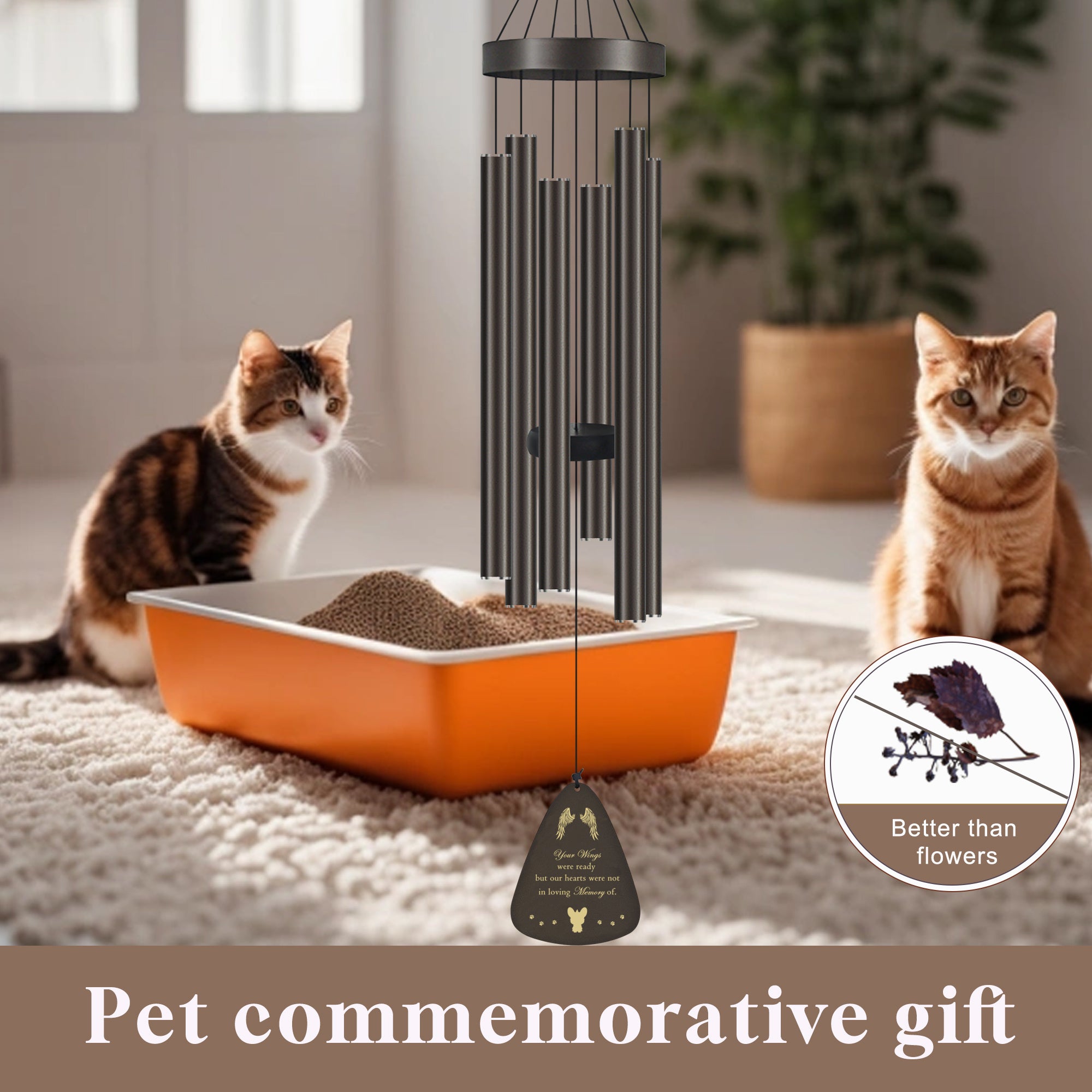 Pet Memorial Wind Chime - Dog & Cat Remembrance Gift for Loss of Pet