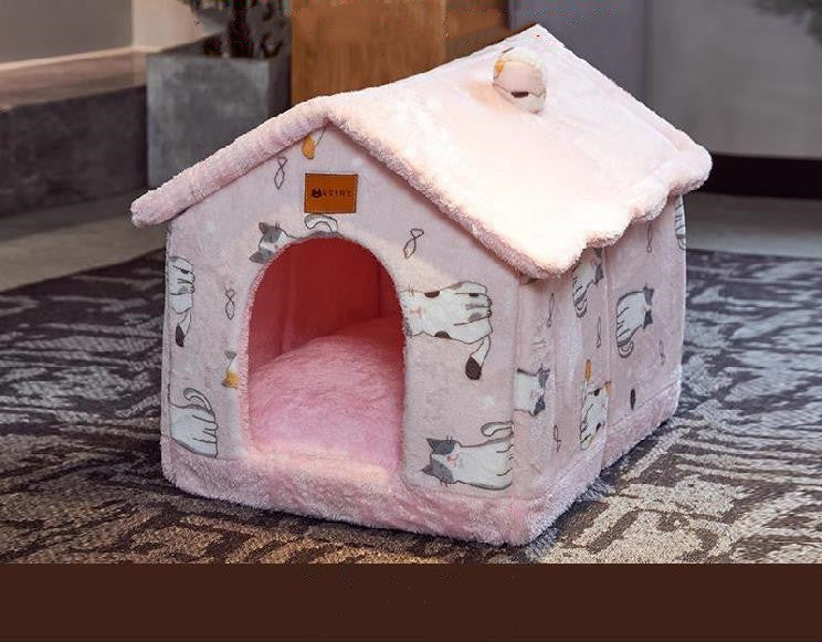 Foldable Dog House - Your Pet's Warm Winter Cave (Removable & Washable!)