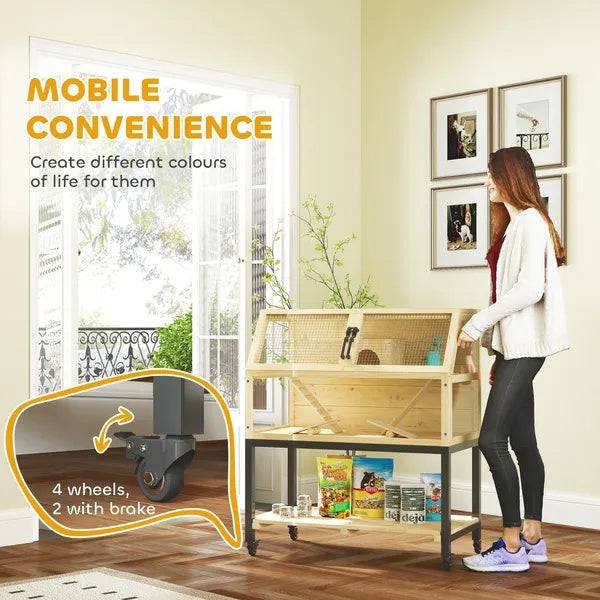 Hamster Cage on Wheels with Storage - Complete Habitat for Dwarf, Syrian Hamster & Gerbil
