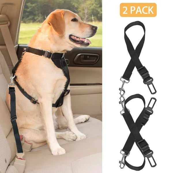 2-Pack Pet Dog Seat Belt - Adjustable Safety Harness for Dogs & Cats