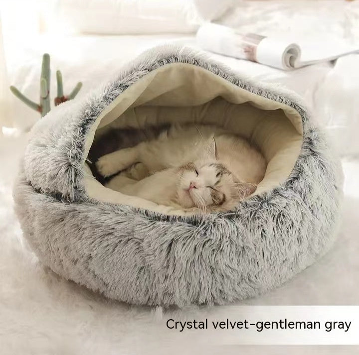 2-in-1 Dog & Cat Bed - Your Pet's Cozy Winter Nest (Converts House to Flat Bed!)
