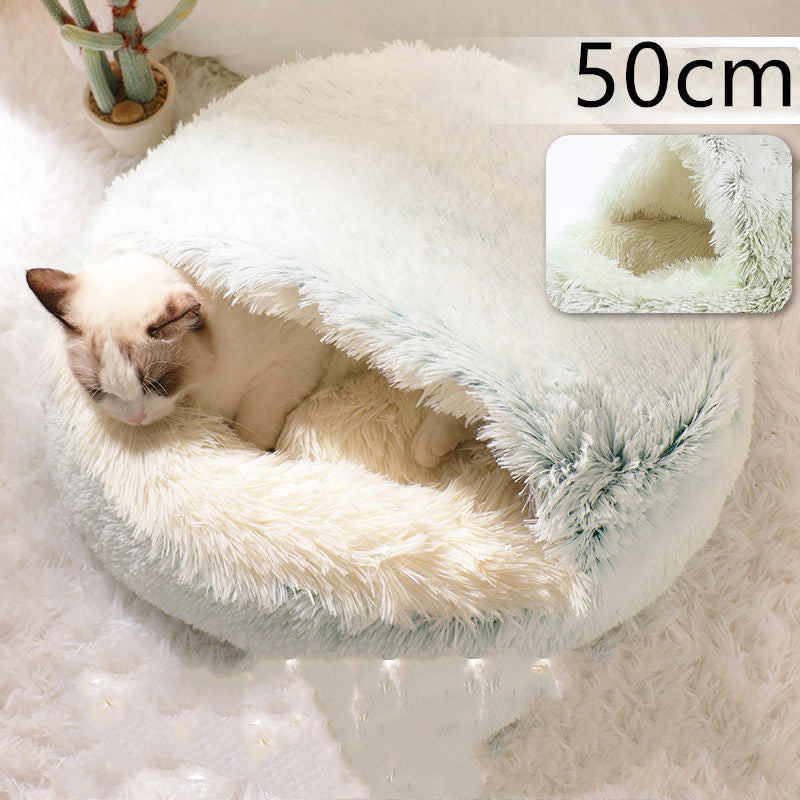 2-in-1 Dog & Cat Bed - Your Pet's Cozy Winter Nest (Converts House to Flat Bed!)