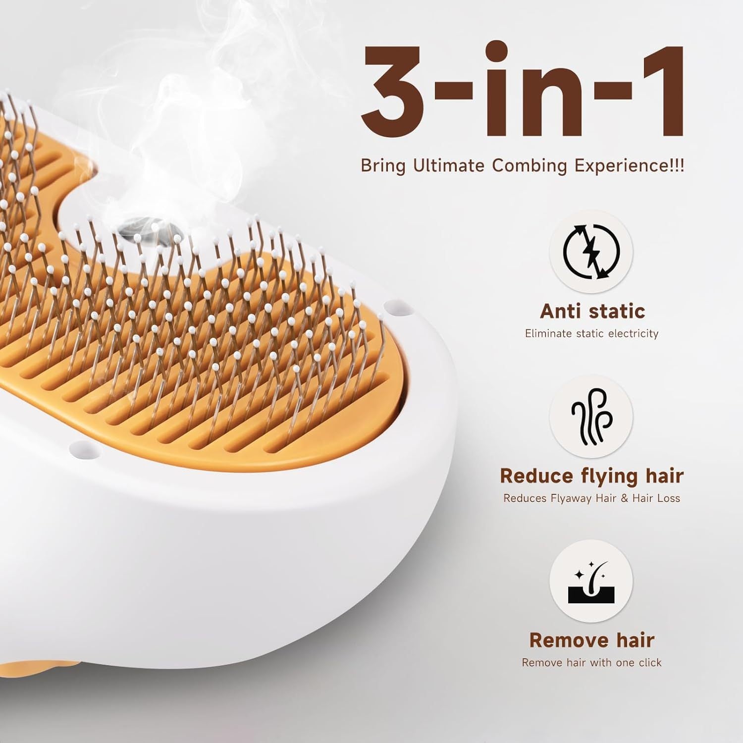 3-in-1 Pet Steam Brush - Spray Hair Removal Comb with Waterless Shampoo