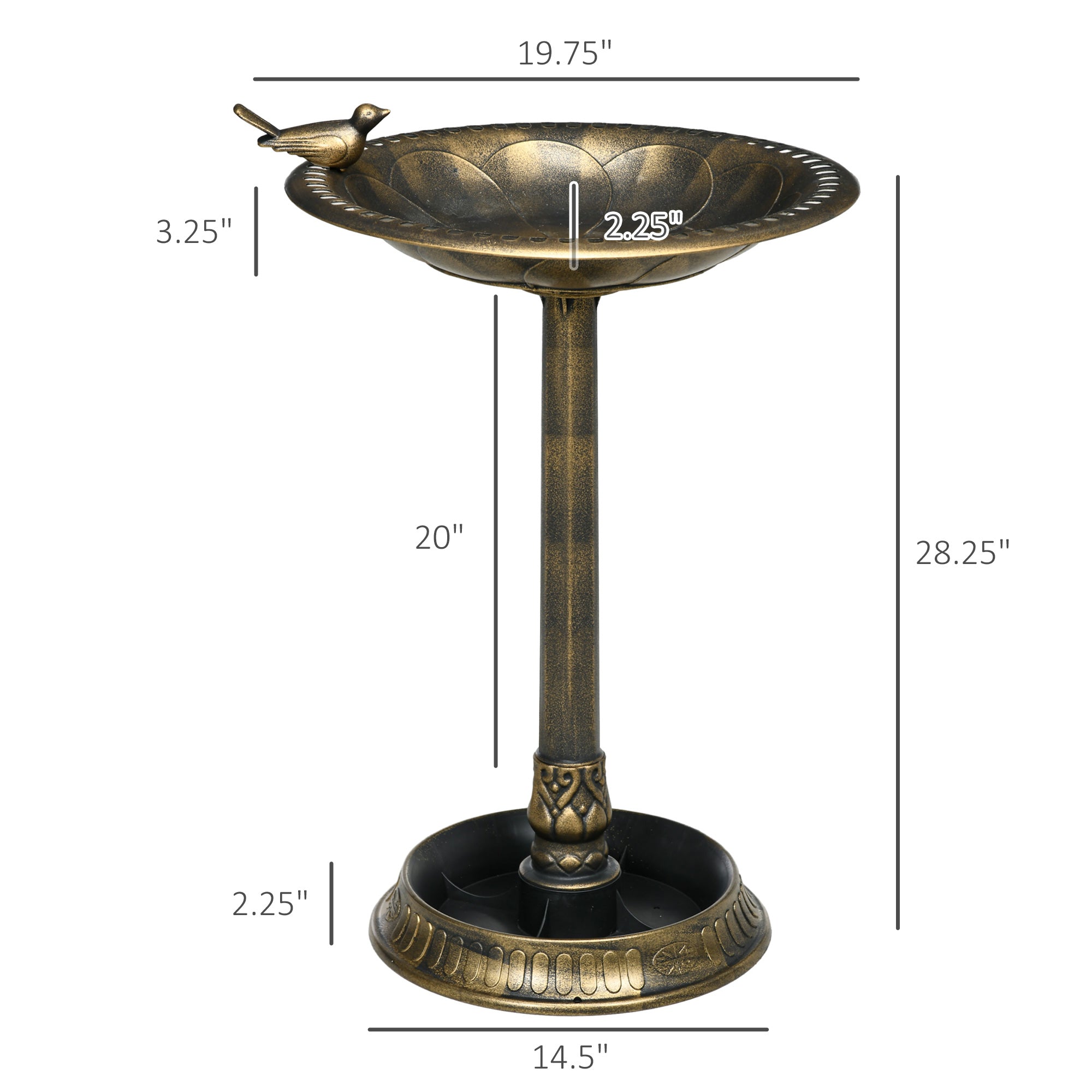 28" Antique Bird Bath with Planter - Transform Your Garden Into a Bird Paradise!