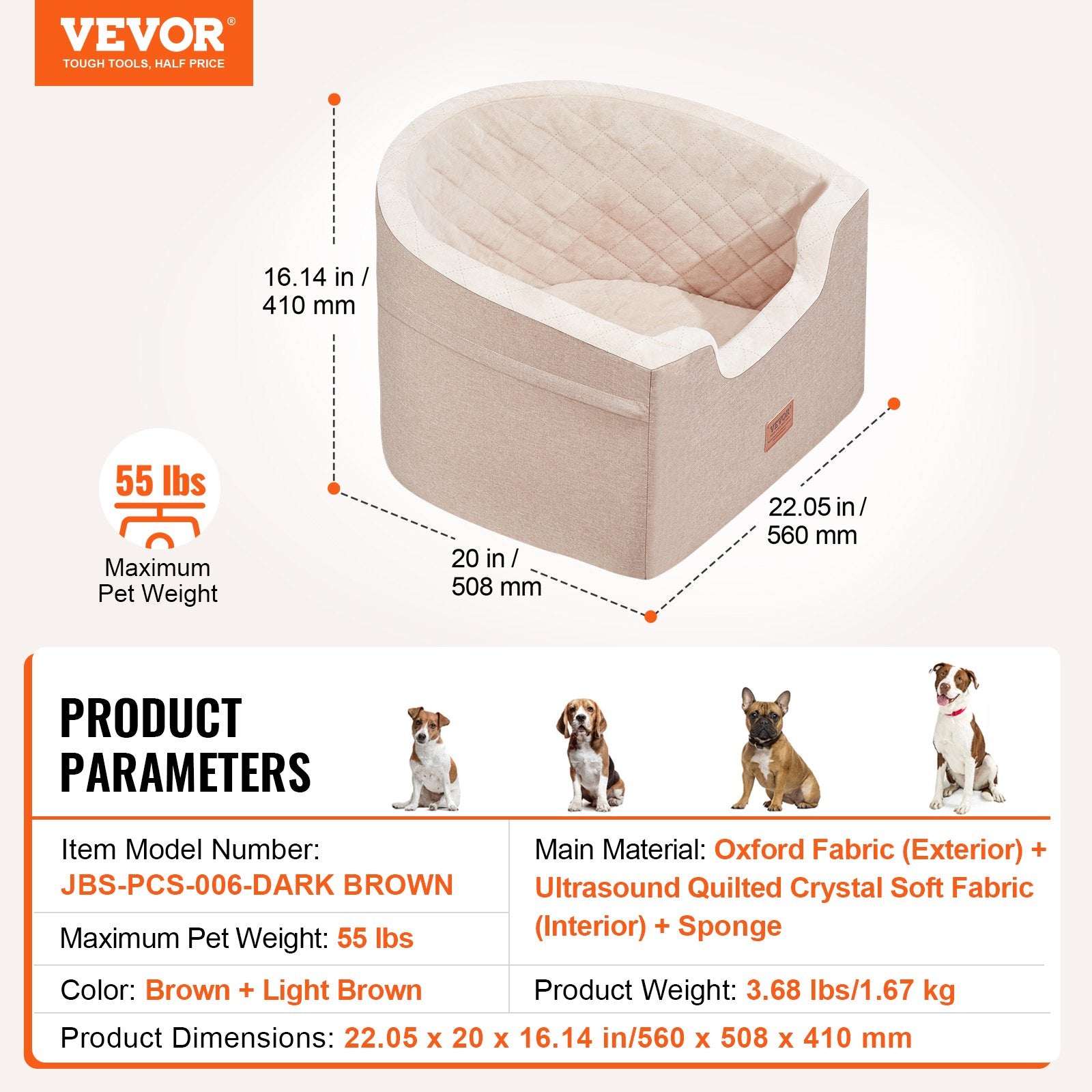 VEVOR Dog Booster Car Seat - Your Small Dog Finally Sees Out the Window! (Up to 55 lbs)