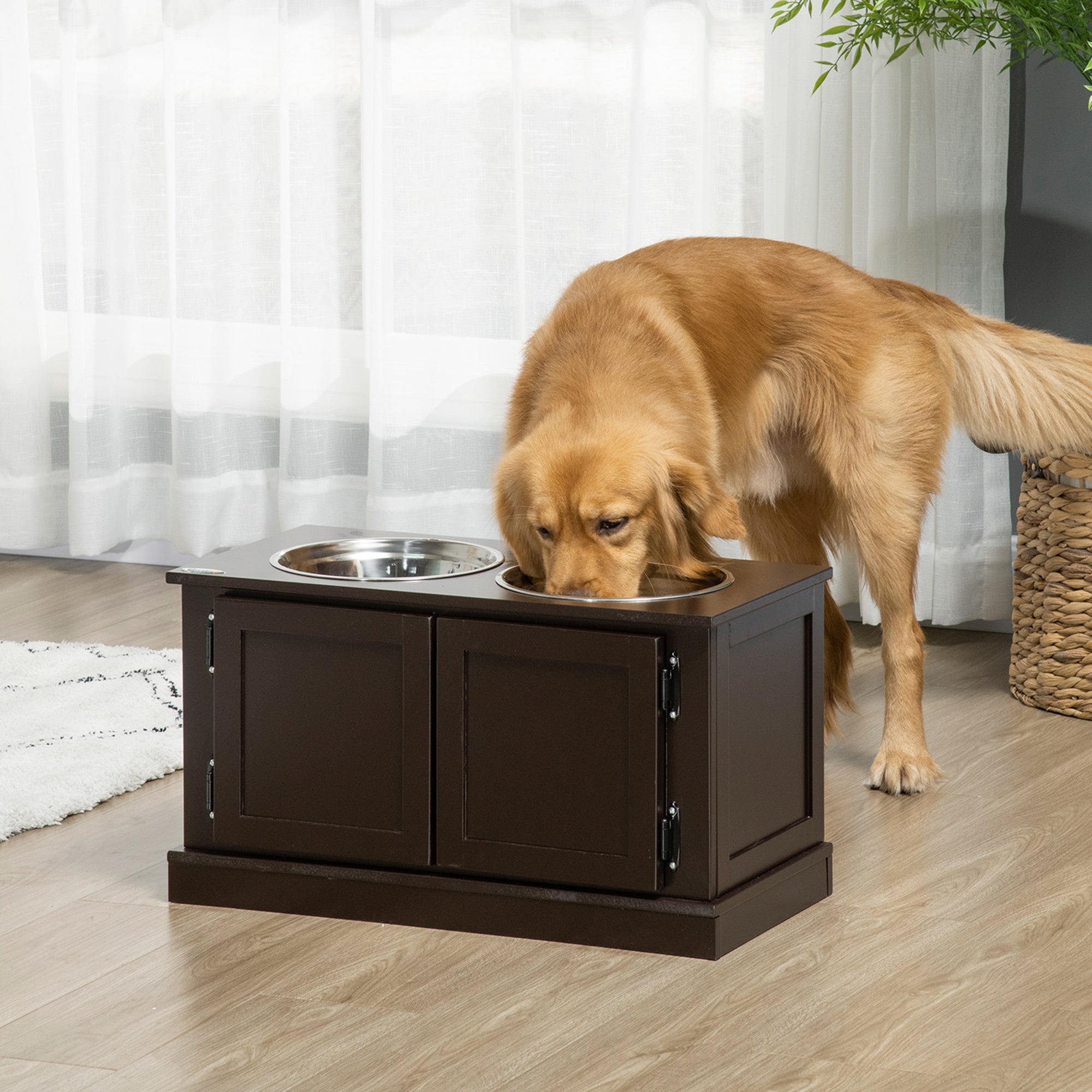 Elevated Dog Bowls with Storage - Raised Pet Feeding Station