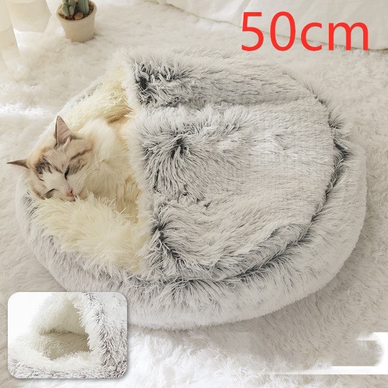 2-in-1 Dog & Cat Bed - Your Pet's Cozy Winter Nest (Converts House to Flat Bed!)