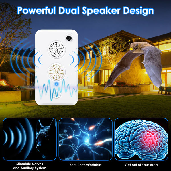 4-Pack Ultrasonic Pest Repeller - Keep Bats, Birds & Mice Away (Chemical-Free!)