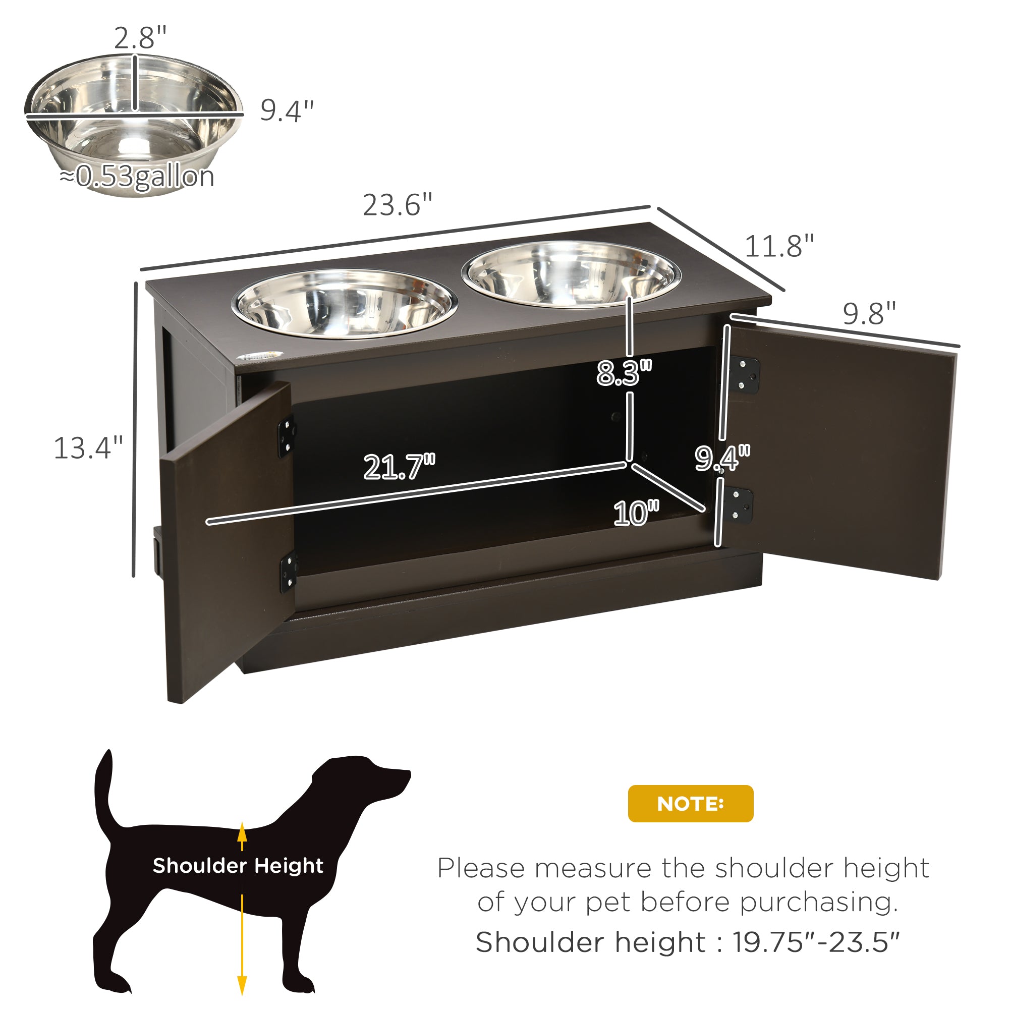 Elevated Dog Bowls with Storage - Raised Pet Feeding Station