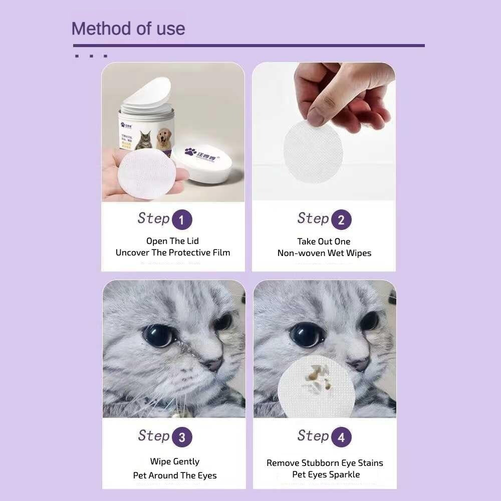 Toallitas para ojos de mascotas, paquete de 200 unidades, ¡quitamanchas de lágrimas suave para perros y gatos!