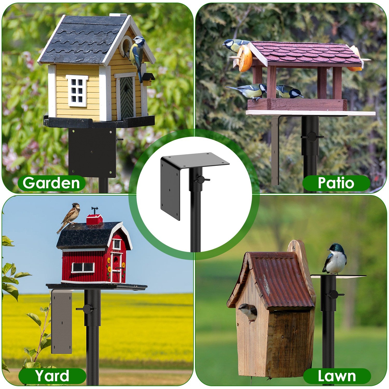 Bird House Pole Kit - 80" Height Adjustable Heavy Duty Mount with 5-Prong Base