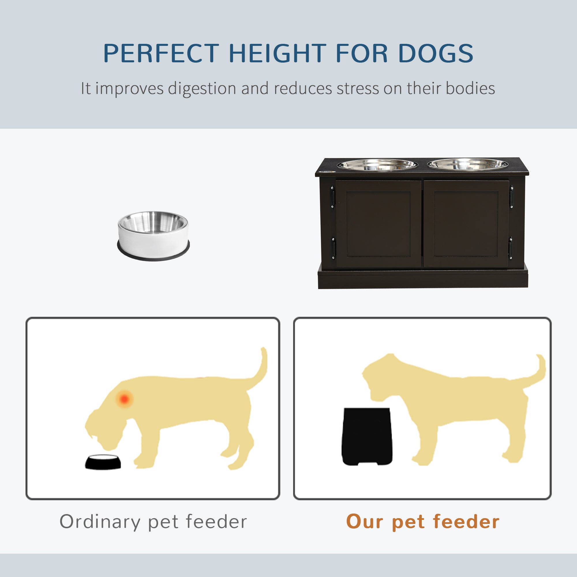 Elevated Dog Bowls with Storage - Raised Pet Feeding Station
