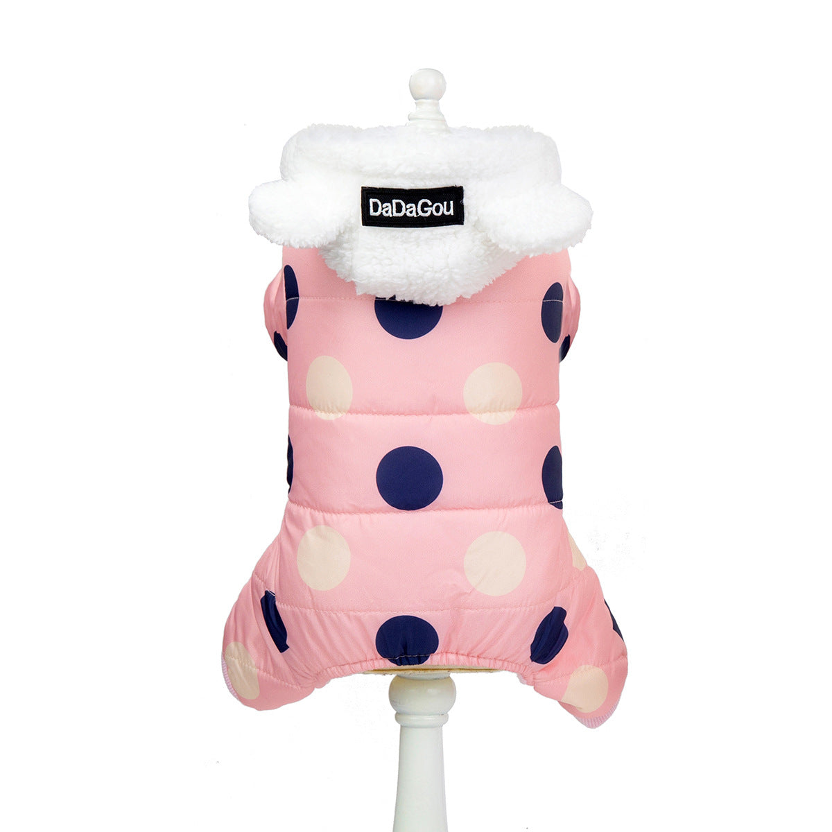 Polka Dot Dog Coat with 4 Legs - Warm, Adorable & Full Coverage (Cotton-Padded!)