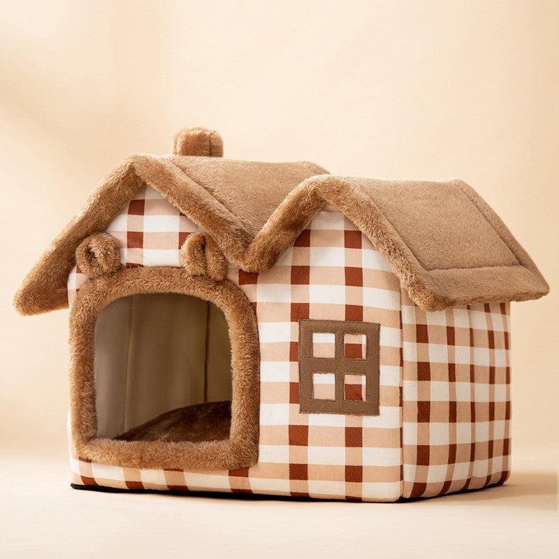 Foldable Dog House - Your Pet's Warm Winter Cave (Removable & Washable!)