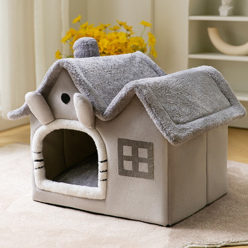 Foldable Dog House - Your Pet's Warm Winter Cave (Removable & Washable!)
