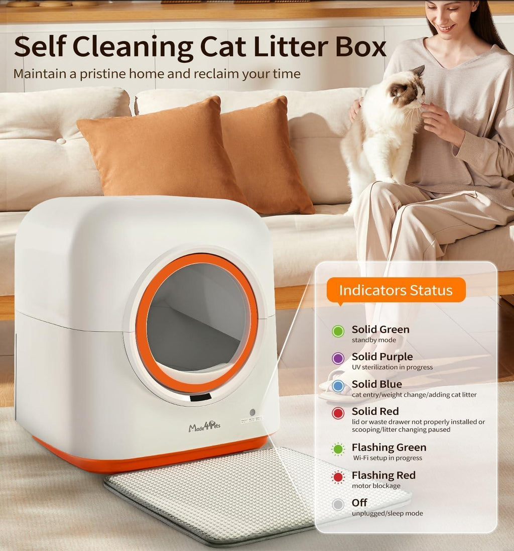 60L Smart Cat Litter Box with App Control - Monitor Your Cats From Anywhere!