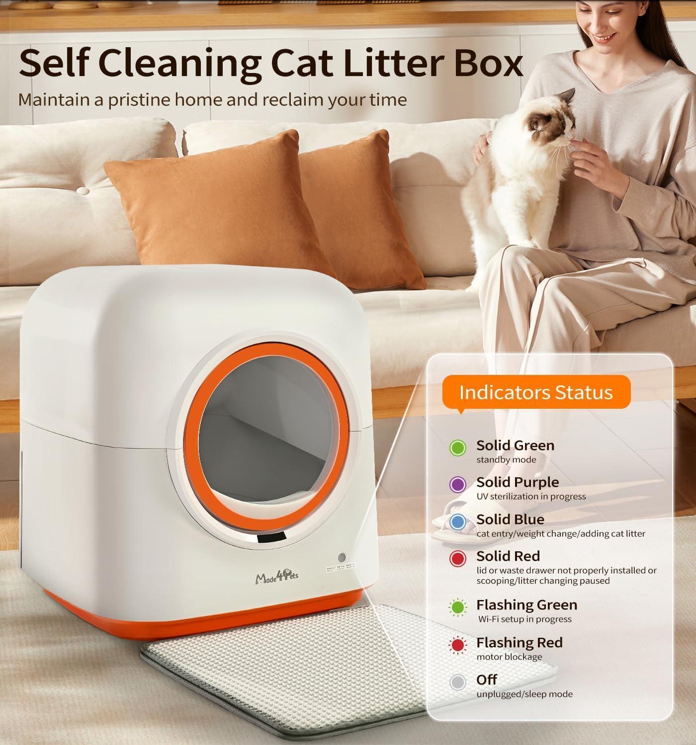 60L Smart Cat Litter Box with App Control - Monitor Your Cats From Anywhere!