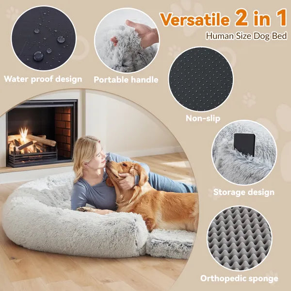 Human Dog Bed 71x43" - Orthopedic Washable Bed for Large Dogs & Humans