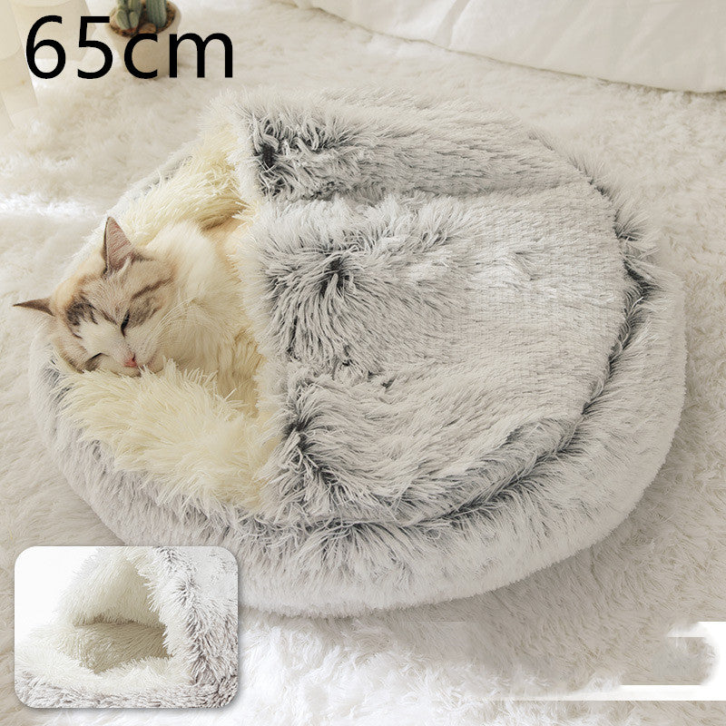2-in-1 Dog & Cat Bed - Your Pet's Cozy Winter Nest (Converts House to Flat Bed!)