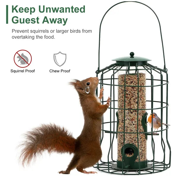 Outdoor Wild Bird Feeder - Squirrel-Proof Metal with 4 Feeding Ports