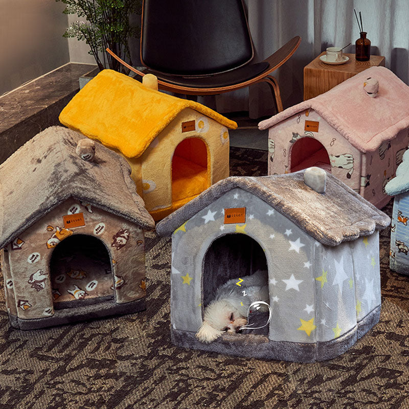Foldable Dog House - Your Pet's Warm Winter Cave (Removable & Washable!)