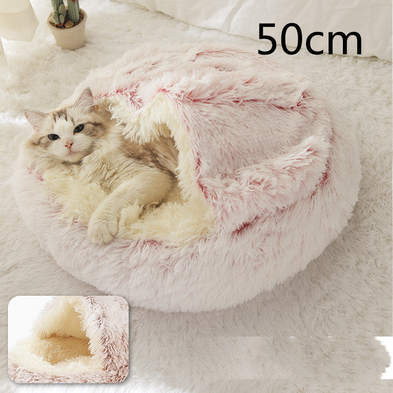 2-in-1 Dog & Cat Bed - Your Pet's Cozy Winter Nest (Converts House to Flat Bed!)