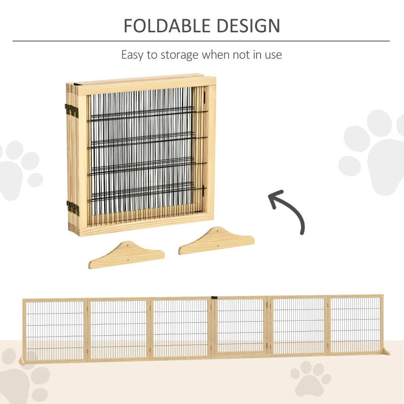 6-Panel Wooden Pet Gate - Keep Your Dog Safe & Your Home Organized (Foldable!)