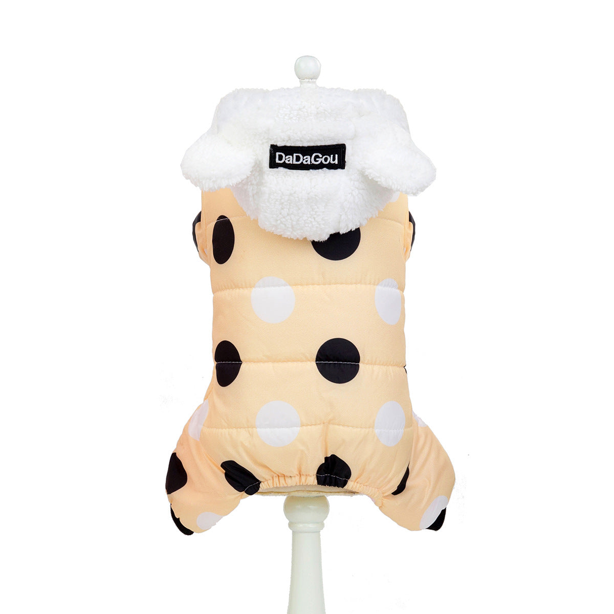 Polka Dot Dog Coat with 4 Legs - Warm, Adorable & Full Coverage (Cotton-Padded!)