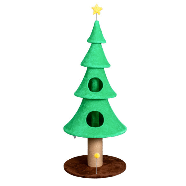59" Large Cat Tower Tree - Christmas Tree Design with 2 Condos & Scratching Posts