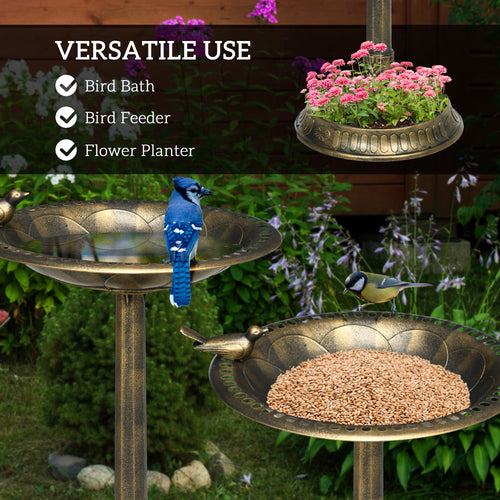 28" Antique Bird Bath with Planter - Transform Your Garden Into a Bird Paradise!
