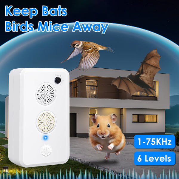 4-Pack Ultrasonic Pest Repeller - Keep Bats, Birds & Mice Away (Chemical-Free!)