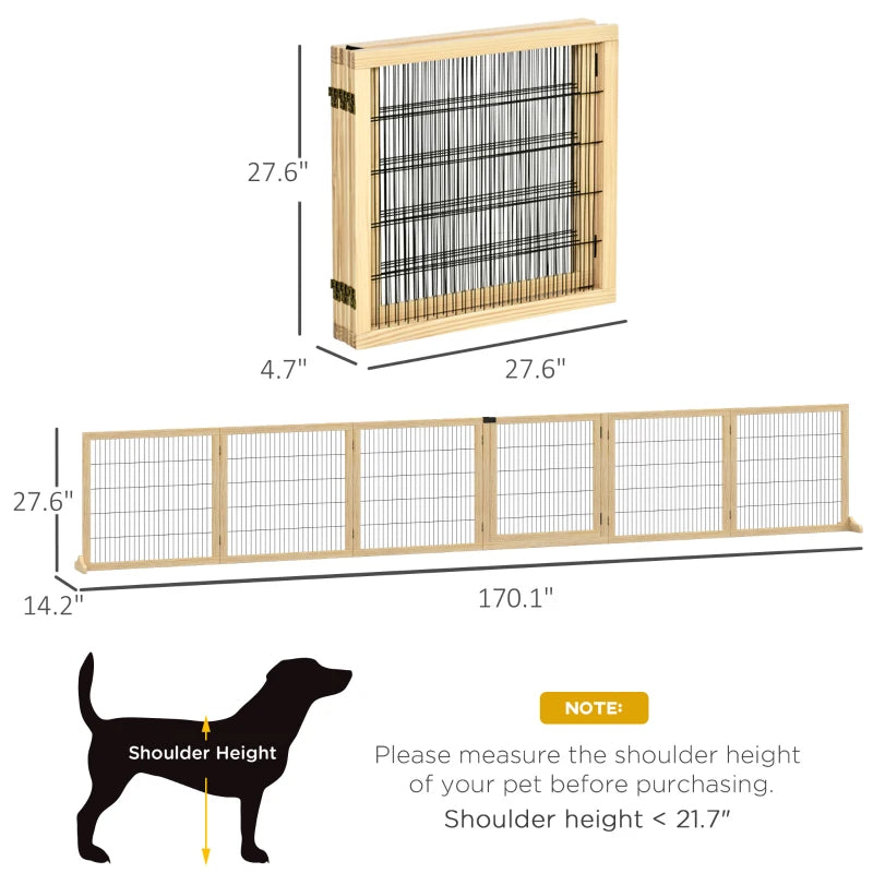 6-Panel Wooden Pet Gate - Keep Your Dog Safe & Your Home Organized (Foldable!)
