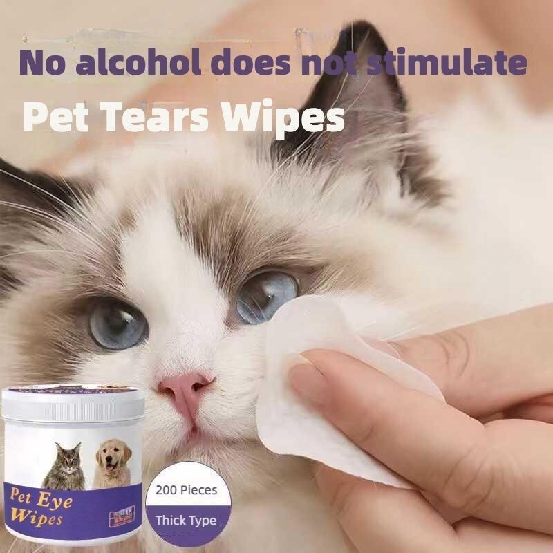 Pet Eye Wipes 200-Pack - Gentle Tear Stain Remover for Dogs & Cats!
